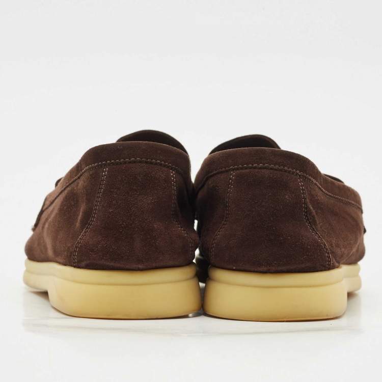 Pre Owned Loro Piana Brown Suede Summer Charms Walk Loafers Size 38