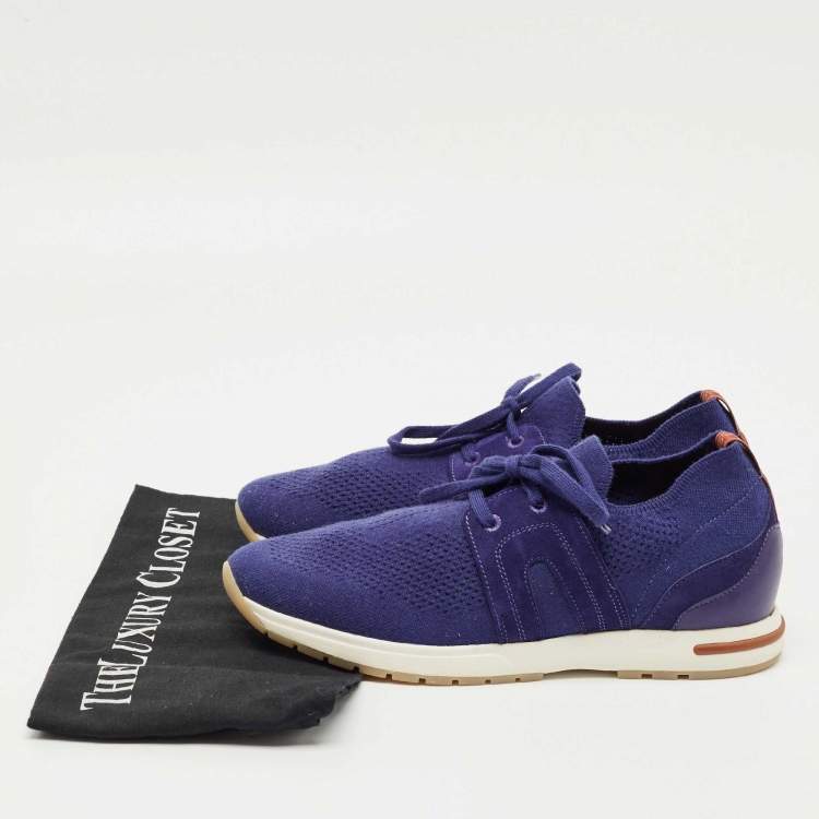 Pre Owned Loro Piana Blue Knit Fabric 360 LP Flexy Walk Sneakers Size 39