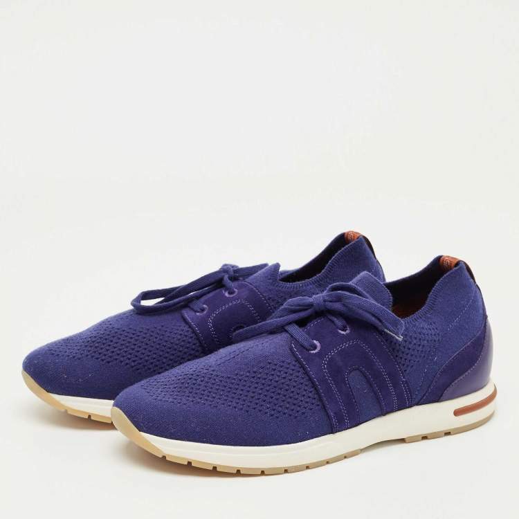 Pre Owned Loro Piana Blue Knit Fabric 360 LP Flexy Walk Sneakers Size 39