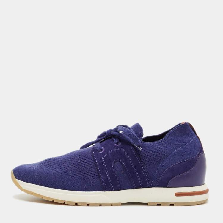 Pre Owned Loro Piana Blue Knit Fabric 360 LP Flexy Walk Sneakers Size 39