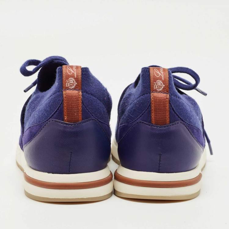 Pre Owned Loro Piana Blue Knit Fabric 360 LP Flexy Walk Sneakers Size 39