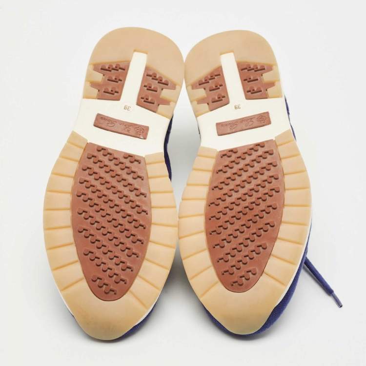 Pre Owned Loro Piana Blue Knit Fabric 360 LP Flexy Walk Sneakers Size 39