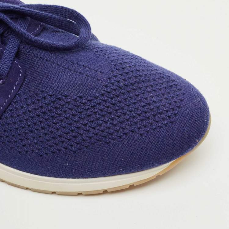 Pre Owned Loro Piana Blue Knit Fabric 360 LP Flexy Walk Sneakers Size 39