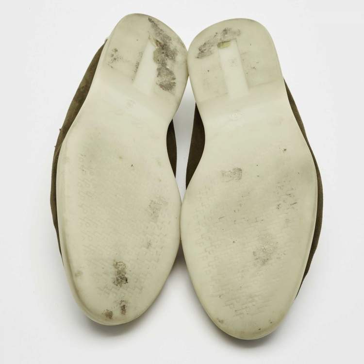 مملوكة مسبقًا Loro Piana Green Suede Summer Charms Walk Loafers Size 39
