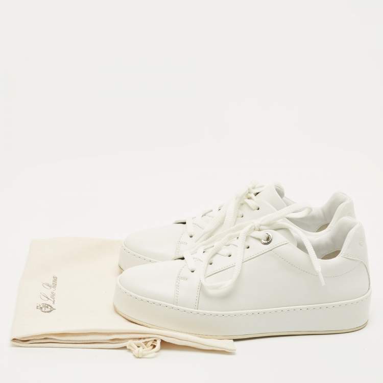 Pre Owned Loro Piana White Leather Nuage Low Top Sneakers Size 35
