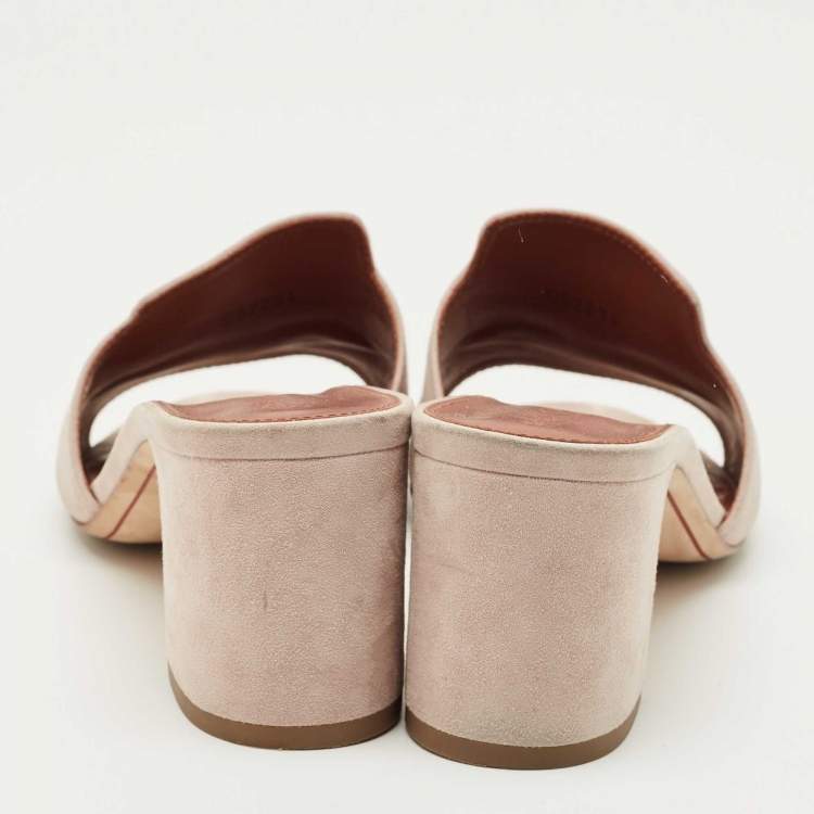 Pre Owned Loro Piana Mauve Suede Summer Charms Heel Mules Size 37