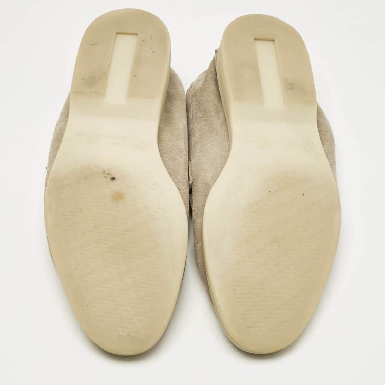 Pre Owned Loro Piana Beige Suede Summer Charms Walk Slip On Loafers Size 37