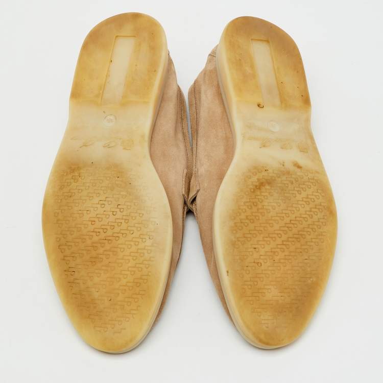 Pre Owned Loro Piana Beige Suede Summer Charms Walk Slip On Loafers Size 39