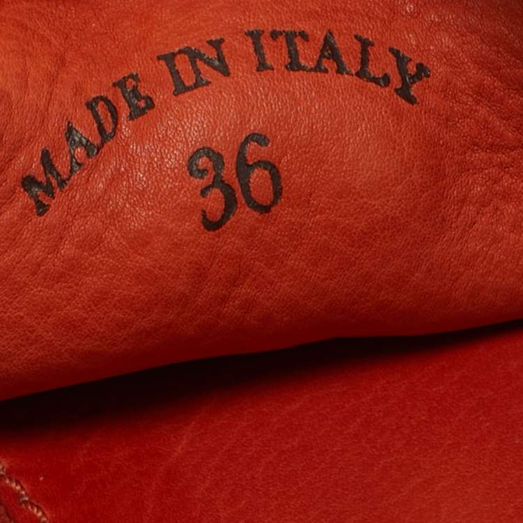 Pre Owned Loro Piana Orange Suede Babouche Charms Walk Mules Size 36