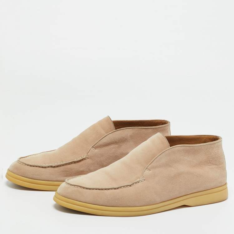 Pre Owned Loro Piana Beige Suede Open Walk Ankle Length Boots Size 40