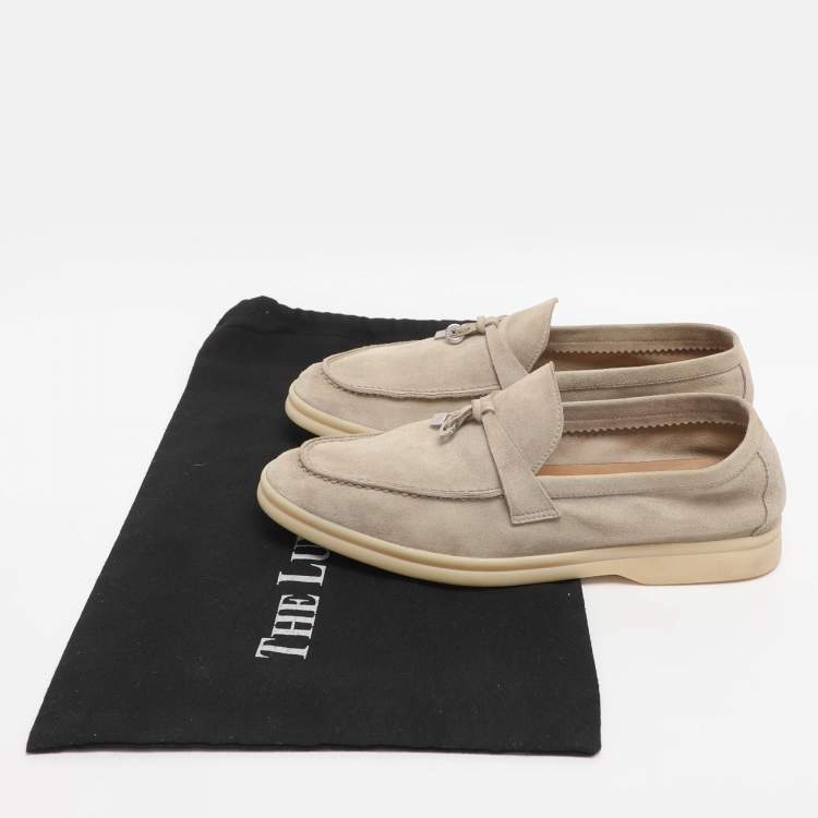 Pre Owned Loro Piana Light Beige Suede Summer Charms Walk Loafers Size 38