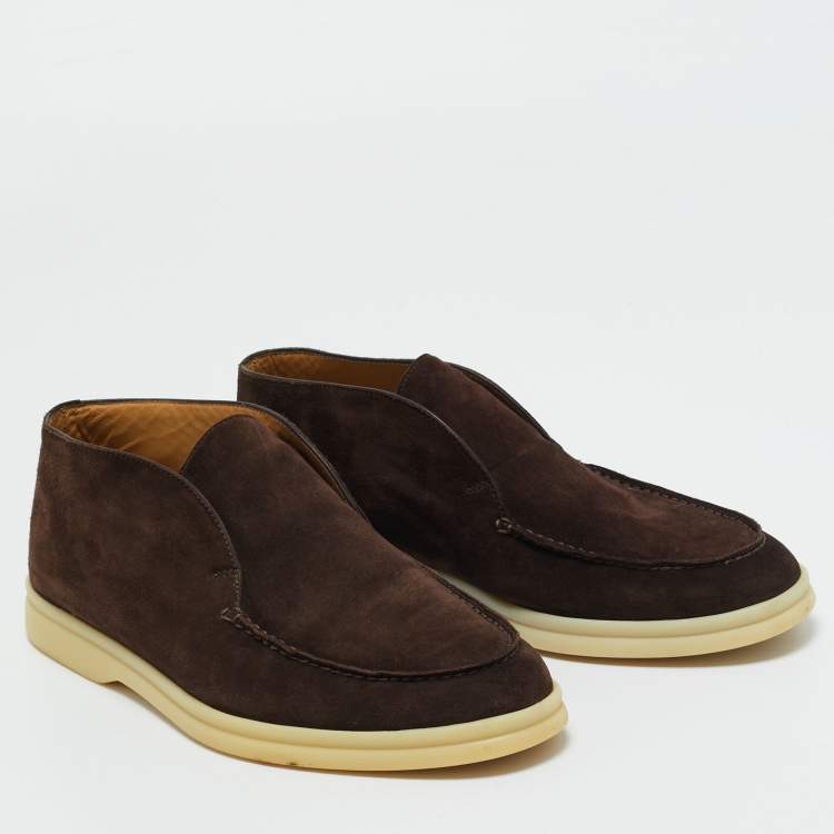 Pre Owned Loro Piana Brown Suede Open Walk Ankle Length Boots Size 35.5