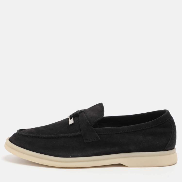 Pre Owned Loro Piana Black Suede Summer Charms Walk Loafers Size 36