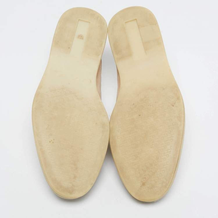 Pre Owned Loro Piana Beige Suede Babouche Charms Walk Mules Size 37.5