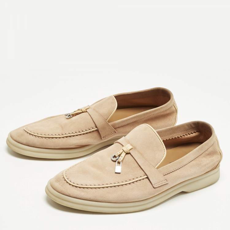 Pre Owned Loro Piana Beige Suede Summer Walk Loafers Size 37