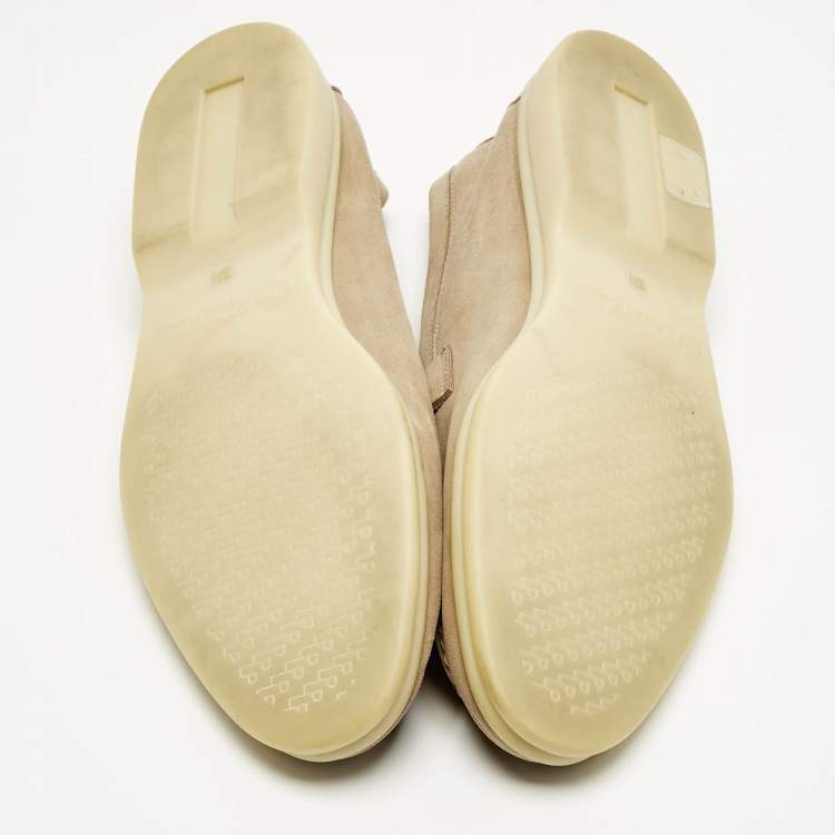 Pre Owned Loro Piana Beige Suede Summer Walk Loafers Size 37.5