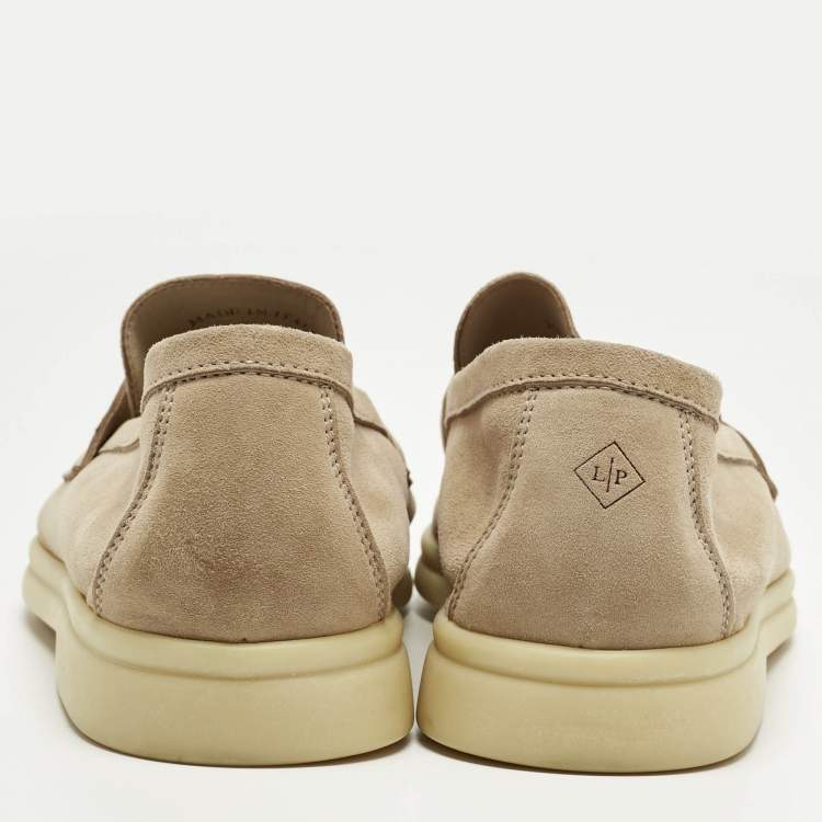 Pre Owned Loro Piana Beige Suede Summer Walk Loafers Size 37.5