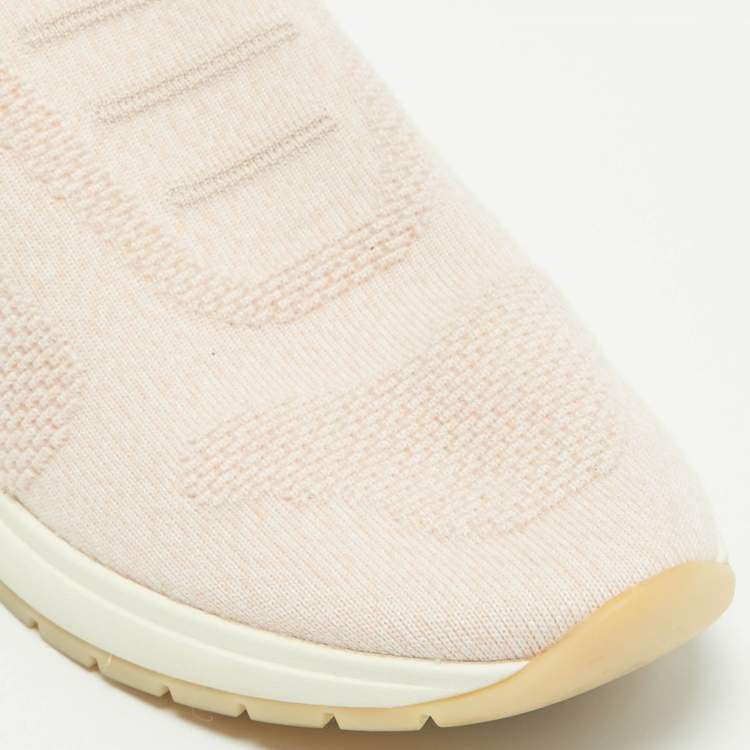 Pre Owned Loro Piana Pink/Grey Fabric and Suede 360 LP Flexy Walk Low Top Sneakers Size 39.5