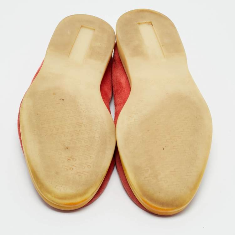 Pre Owned Loro Piana Red Suede Summer Charms Walk Loafers Size 37.5