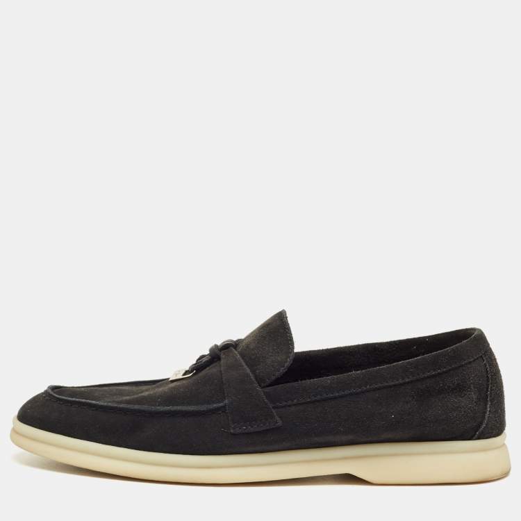 Pre Owned Loro Piana Black Suede Summer Charms Walk Loafers Size 36.5