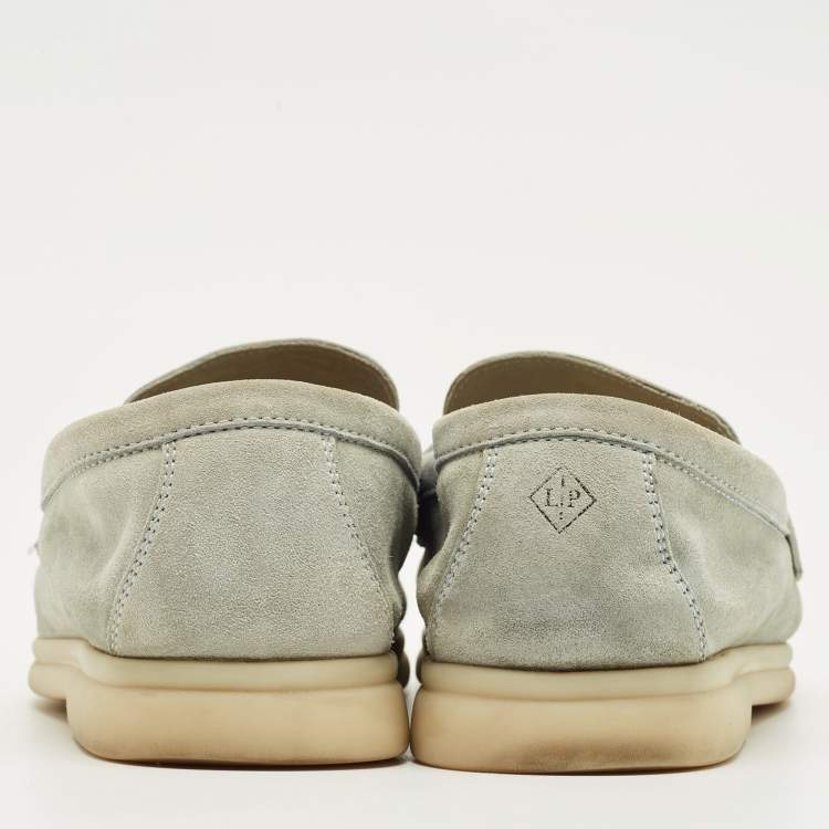 Pre Owned Loro Piana Pale Blue Nubuck Leather Summer Charms Walk Loafers Size 37