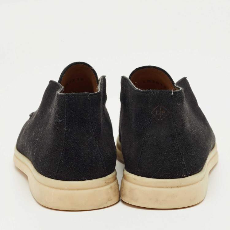 Pre Owned Loro Piana Navy Blue Suede Open Walk Ankle Length Boots Size 36.5