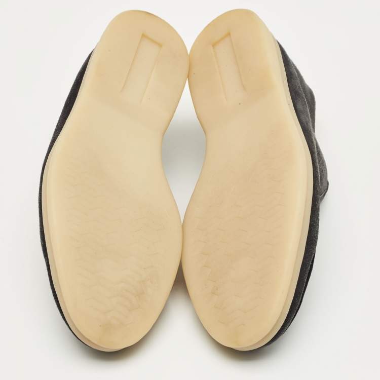 Pre Owned Loro Piana Navy Blue Suede Open Walk Ankle Length Boots Size 37.5