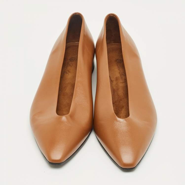 Pre Owned Loro Piana Brown Leather Rebecca Ballet Flats Size 37