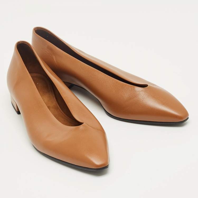 Pre Owned Loro Piana Brown Leather Rebecca Ballet Flats Size 37