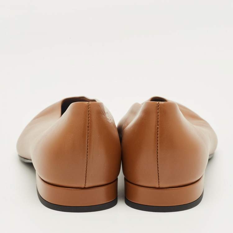 Pre Owned Loro Piana Brown Leather Rebecca Ballet Flats Size 37