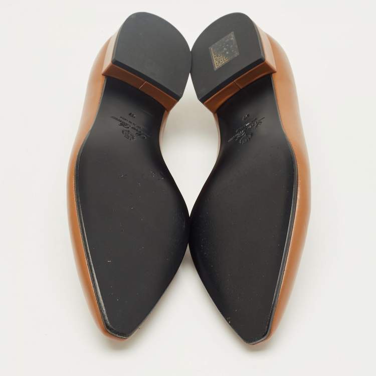 Pre Owned Loro Piana Brown Leather Rebecca Ballet Flats Size 37