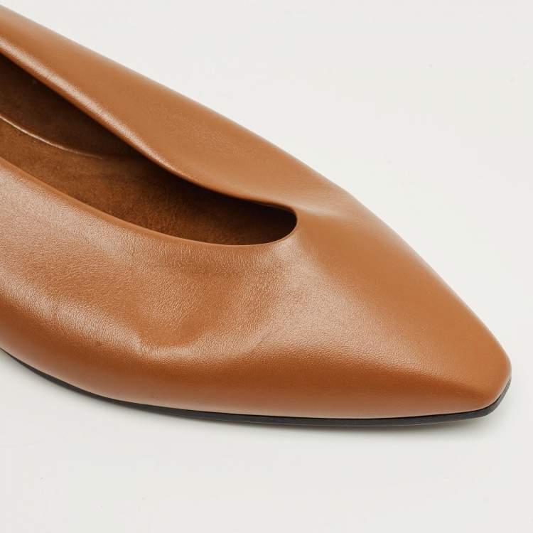 Pre Owned Loro Piana Brown Leather Rebecca Ballet Flats Size 37
