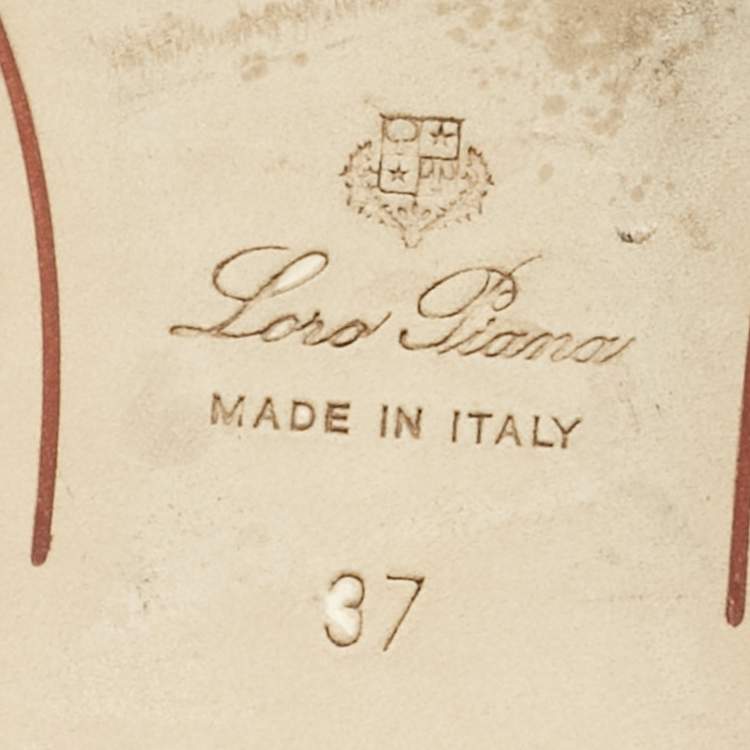 Pre Owned Loro Piana Grey Suede Summer Charms Walk Flat Slide Size 37