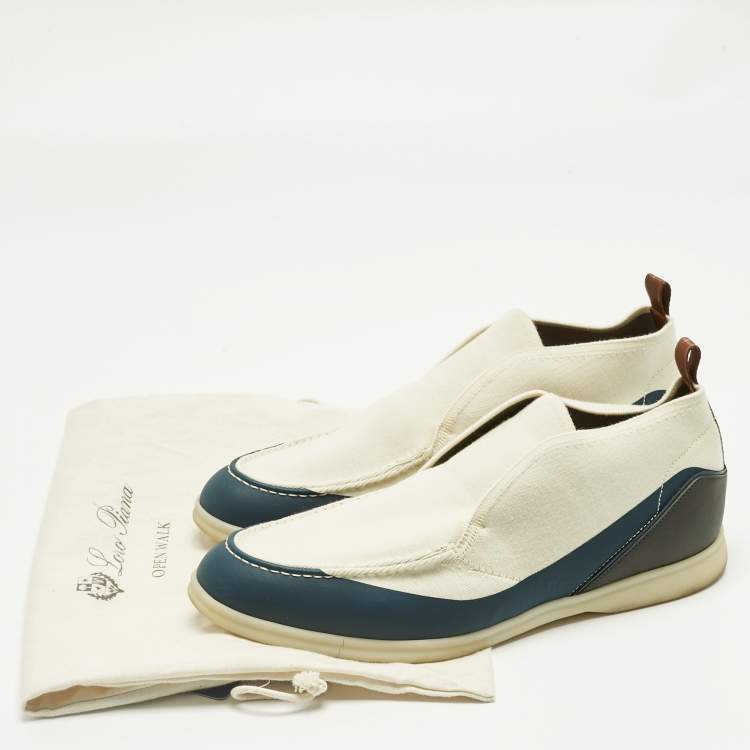 Pre Owned Loro Piana Tricolor Knit Fabric and Leather Open Walk Boots Size 42