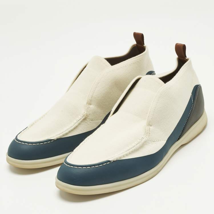 Pre Owned Loro Piana Tricolor Knit Fabric and Leather Open Walk Boots Size 42