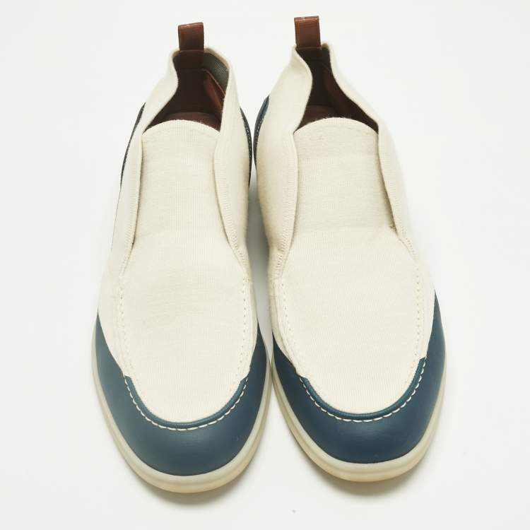 Pre Owned Loro Piana Tricolor Knit Fabric and Leather Open Walk Boots Size 42