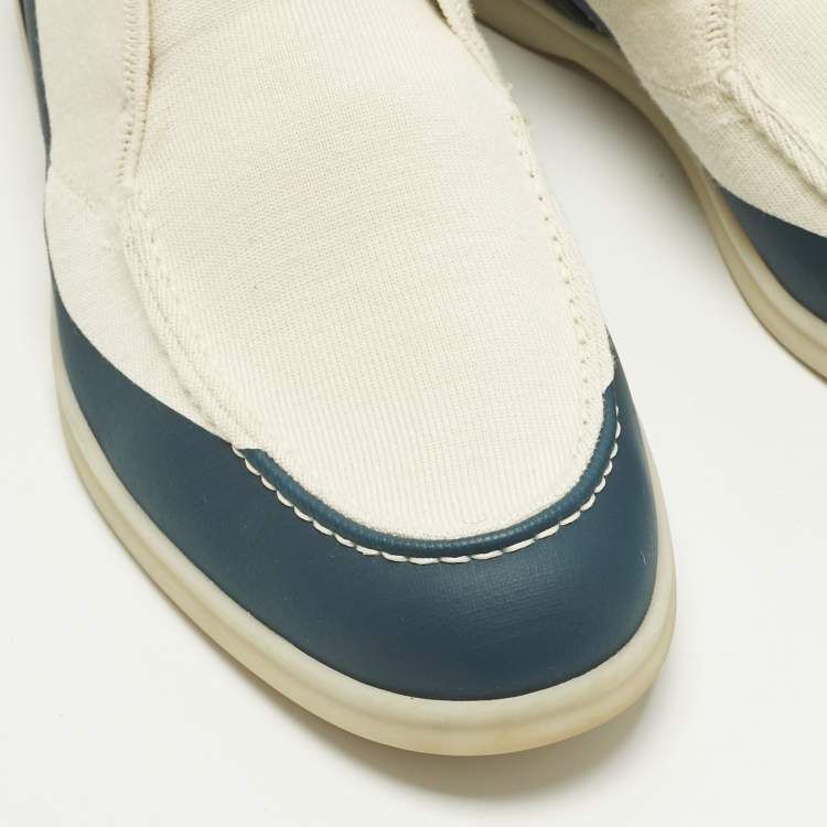 Pre Owned Loro Piana Tricolor Knit Fabric and Leather Open Walk Boots Size 42