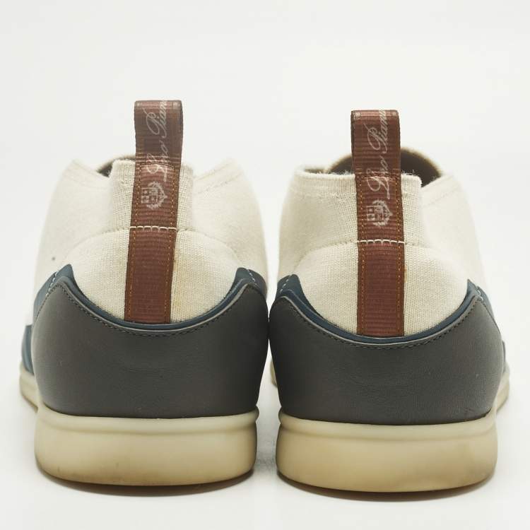 Pre Owned Loro Piana Tricolor Knit Fabric and Leather Open Walk Boots Size 42