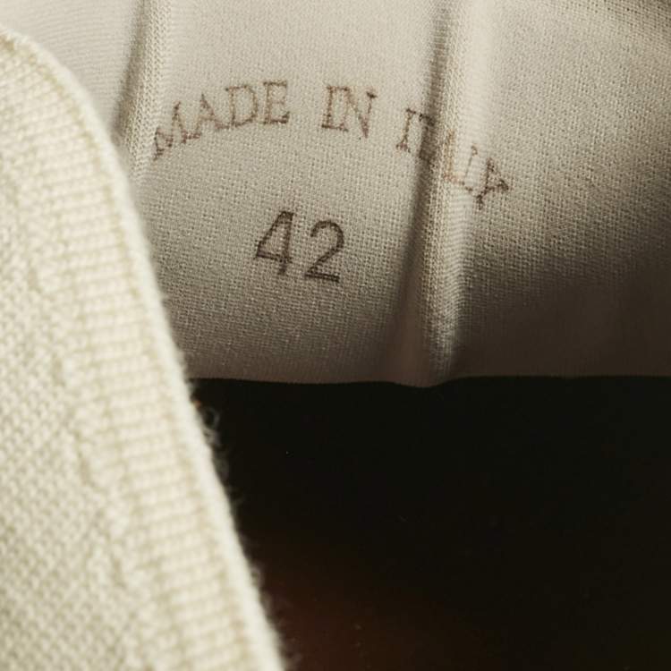 Pre Owned Loro Piana Tricolor Knit Fabric and Leather Open Walk Boots Size 42