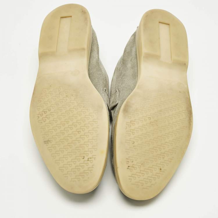 Pre Owned Loro Piana Grey Suede Summer Charms Walk Loafers Size 39.5