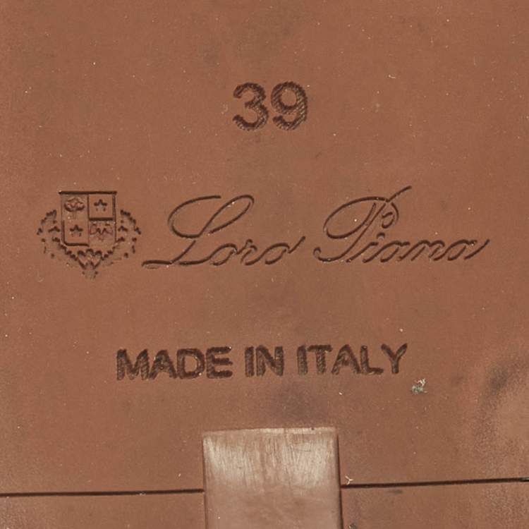 Pre Owned Loro Piana Yellow/White Suede and Leather Waikiki Flat Slides Size 39