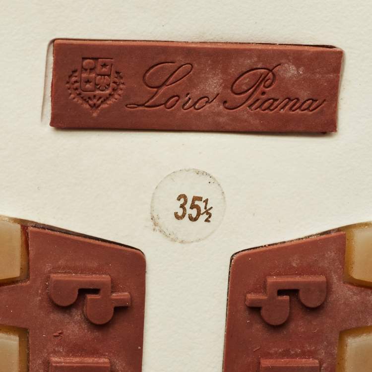 Pre Owned Loro Piana Burgundy Knit Fabric and Suede 360 LP Flexy Walk Lace Up Sneakers Size 35.5