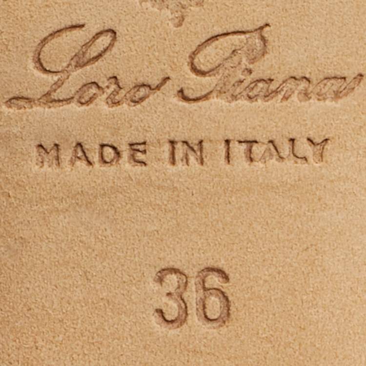 Pre Owned Loro Piana Off White Canvas and Leather Slingback Sandals Size 36