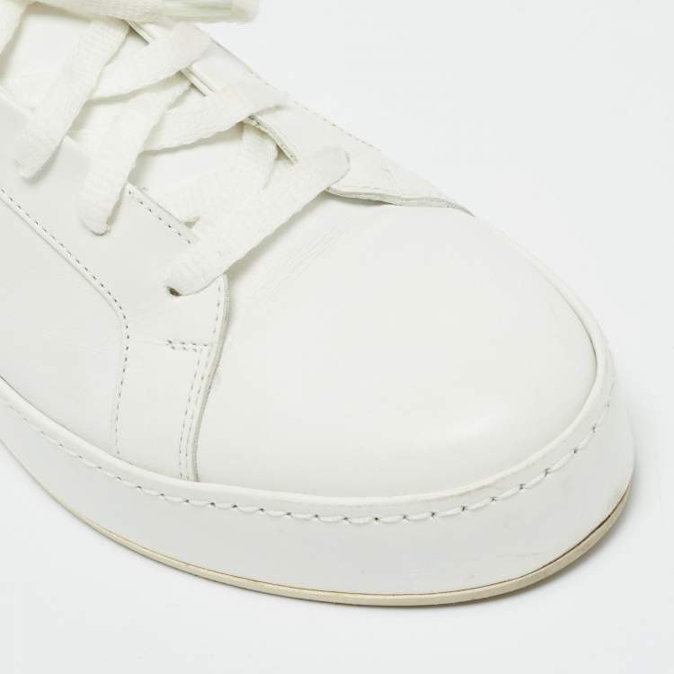 Pre Owned Loro Piana White Leather Nuages Lace Up Sneakers Size 36