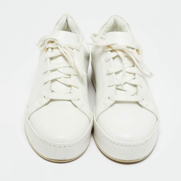 Pre Owned Loro Piana White Leather Nuages Lace Up Sneakers Size 36