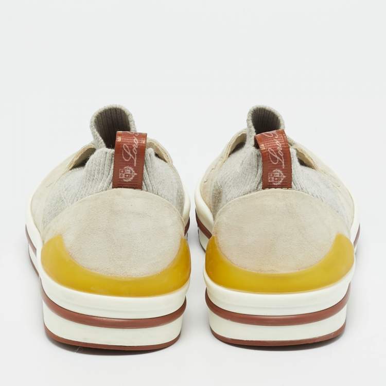 Pre Owned Loro Piana 360 LP Flexy Walk Size 36 Grey Fabric and Suede Low Top Sneakers