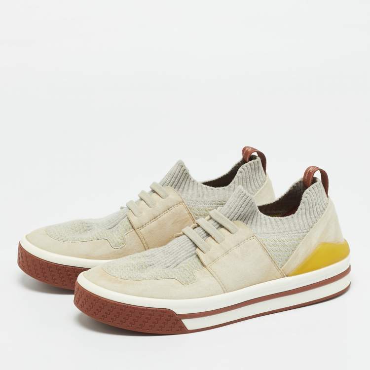 Pre Owned Loro Piana 360 LP Flexy Walk Size 36 Grey Fabric and Suede Low Top Sneakers