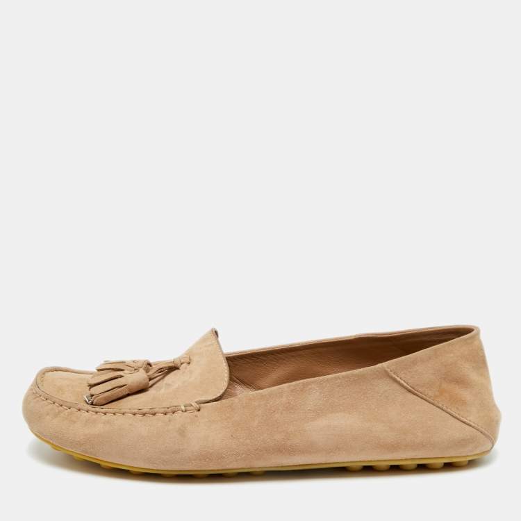 مملوكة مسبقًا Loro Piana Dot Sole Walk Size 38.5 Brown Suede Loafers