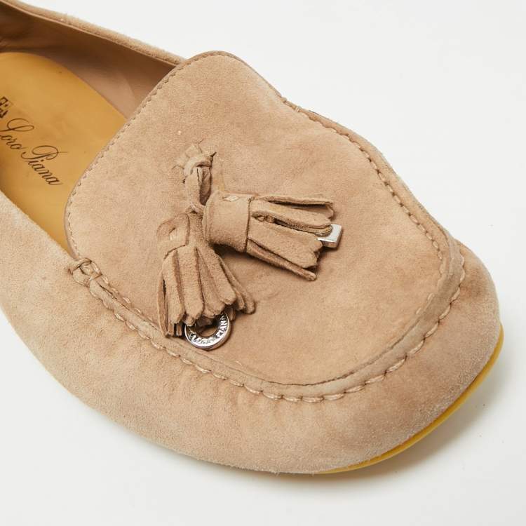 مملوكة مسبقًا Loro Piana Dot Sole Walk Size 38.5 Brown Suede Loafers
