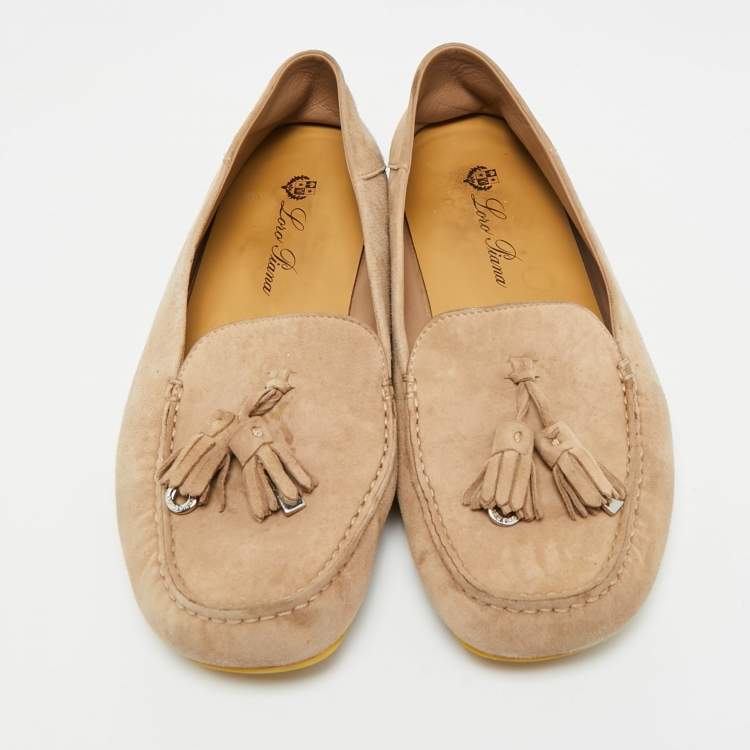 مملوكة مسبقًا Loro Piana Dot Sole Walk Size 38.5 Brown Suede Loafers